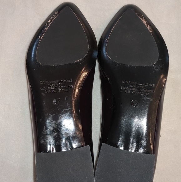 Napoleoni Dark Red Gold Heel Pointed Toe Flats 37 - Picture 7 of 8